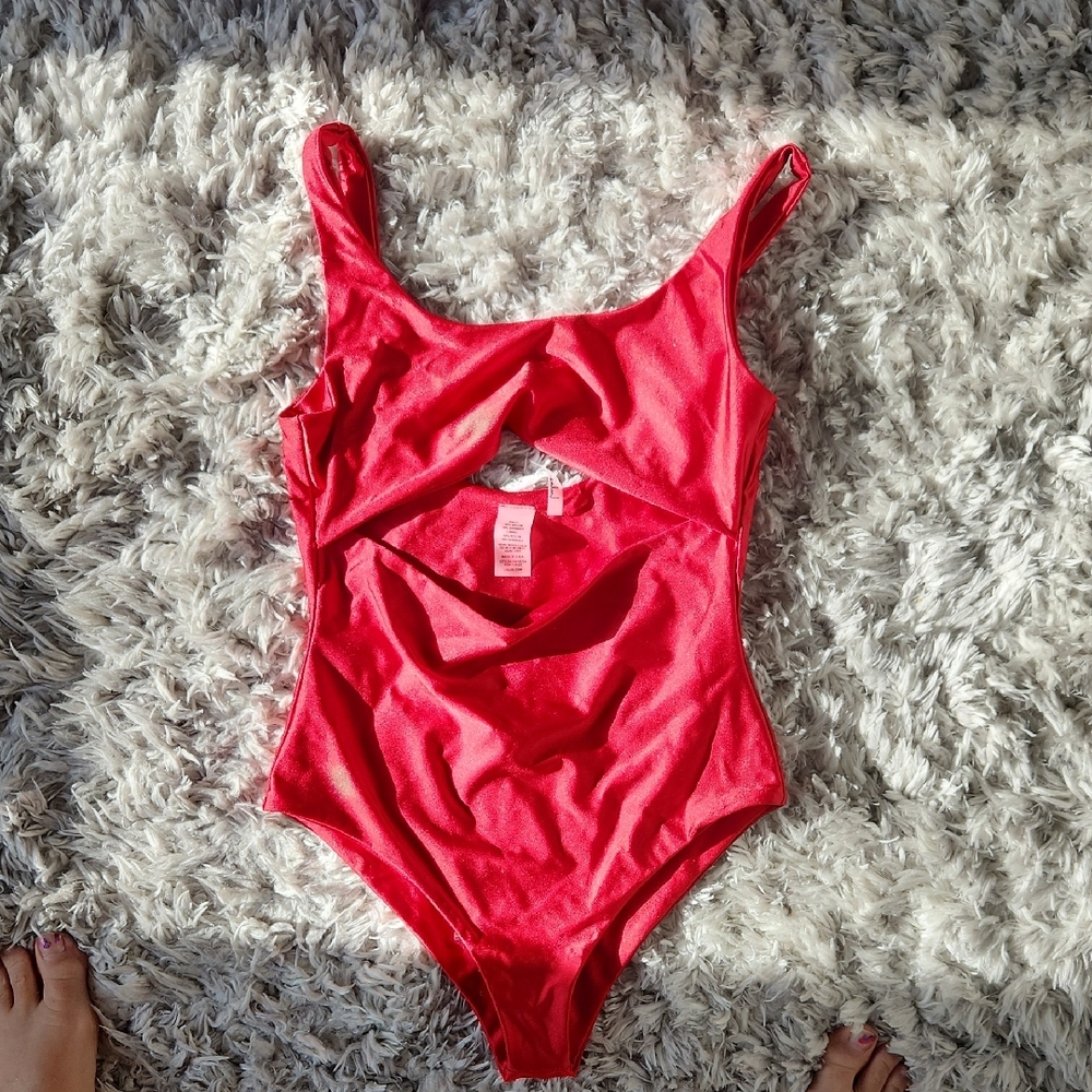 Chic Red Cut-Out Swimsuit